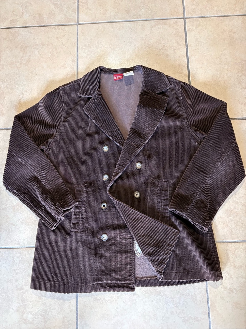 Vintage 1980s Palmetto’s Double Breasted Brown Corduroy Blazer